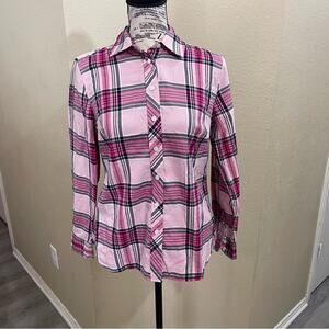 Talbots plaid button down shirt petite‎ small
